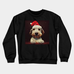 Cute Christmas Cockapoo Puppy in Santa Hat Art Crewneck Sweatshirt